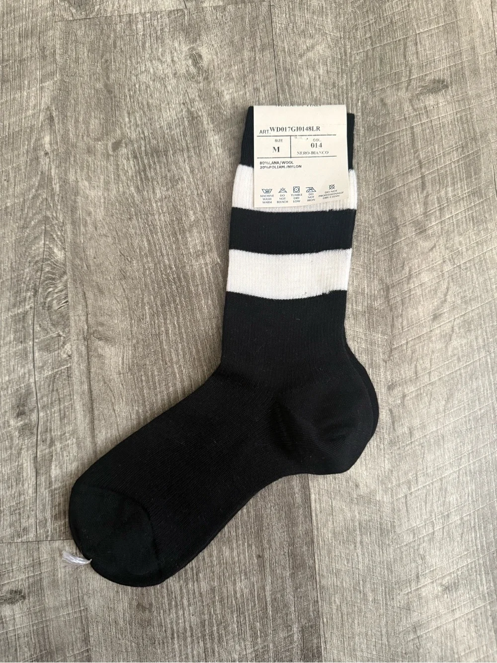 Maria La Rosa - Black & White Crew Wool Socks